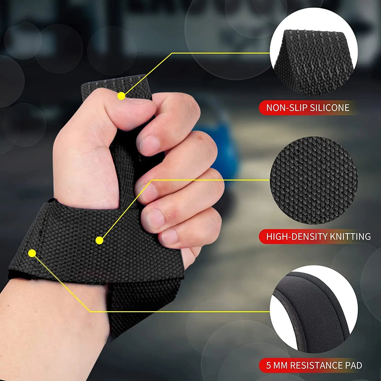 Anti-Slip Weightlifting Wrist Straps for Strength Training and Deadlifts