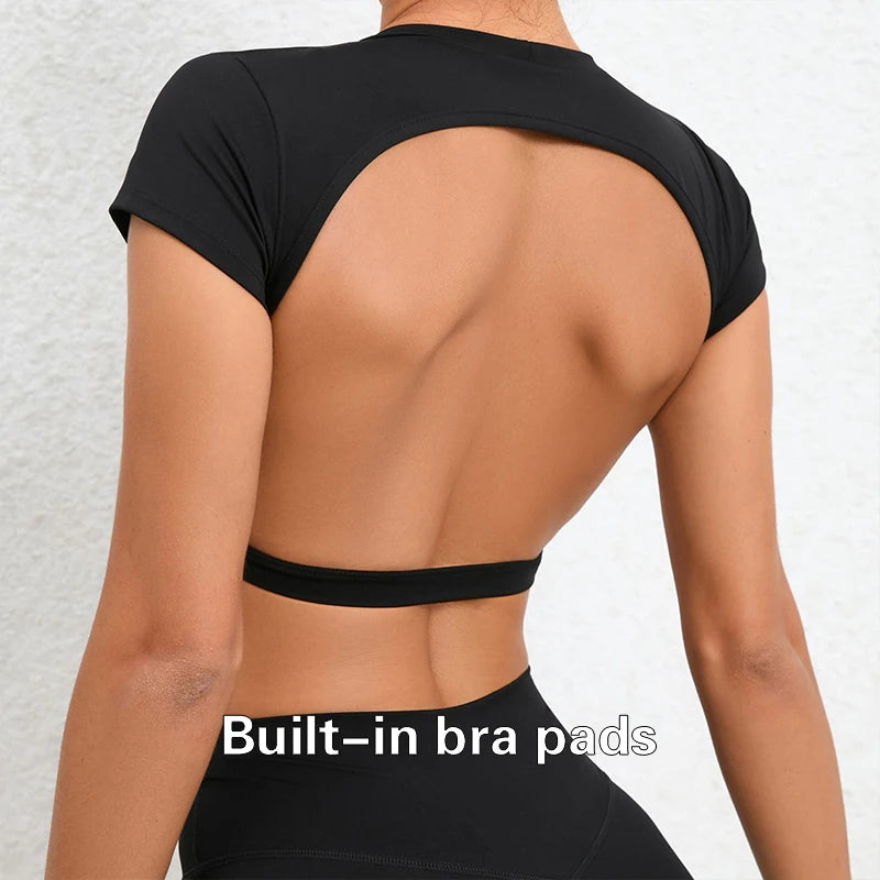 Breathable Backless Sports Shirt Yoga Crop Top