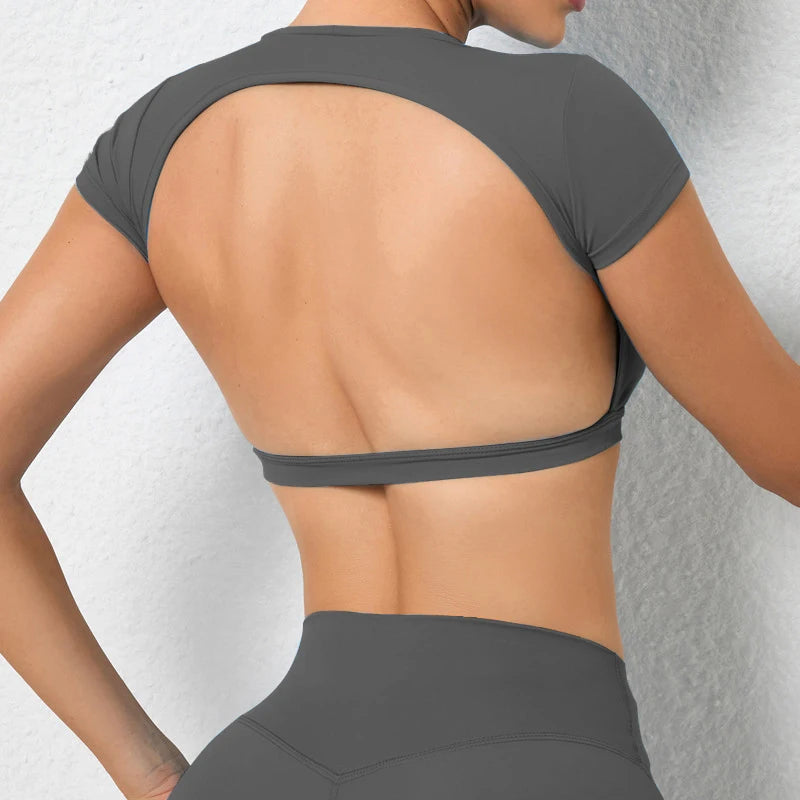 Breathable Backless Sports Shirt Yoga Crop Top