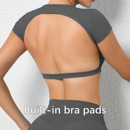 Breathable Backless Sports Shirt Yoga Crop Top